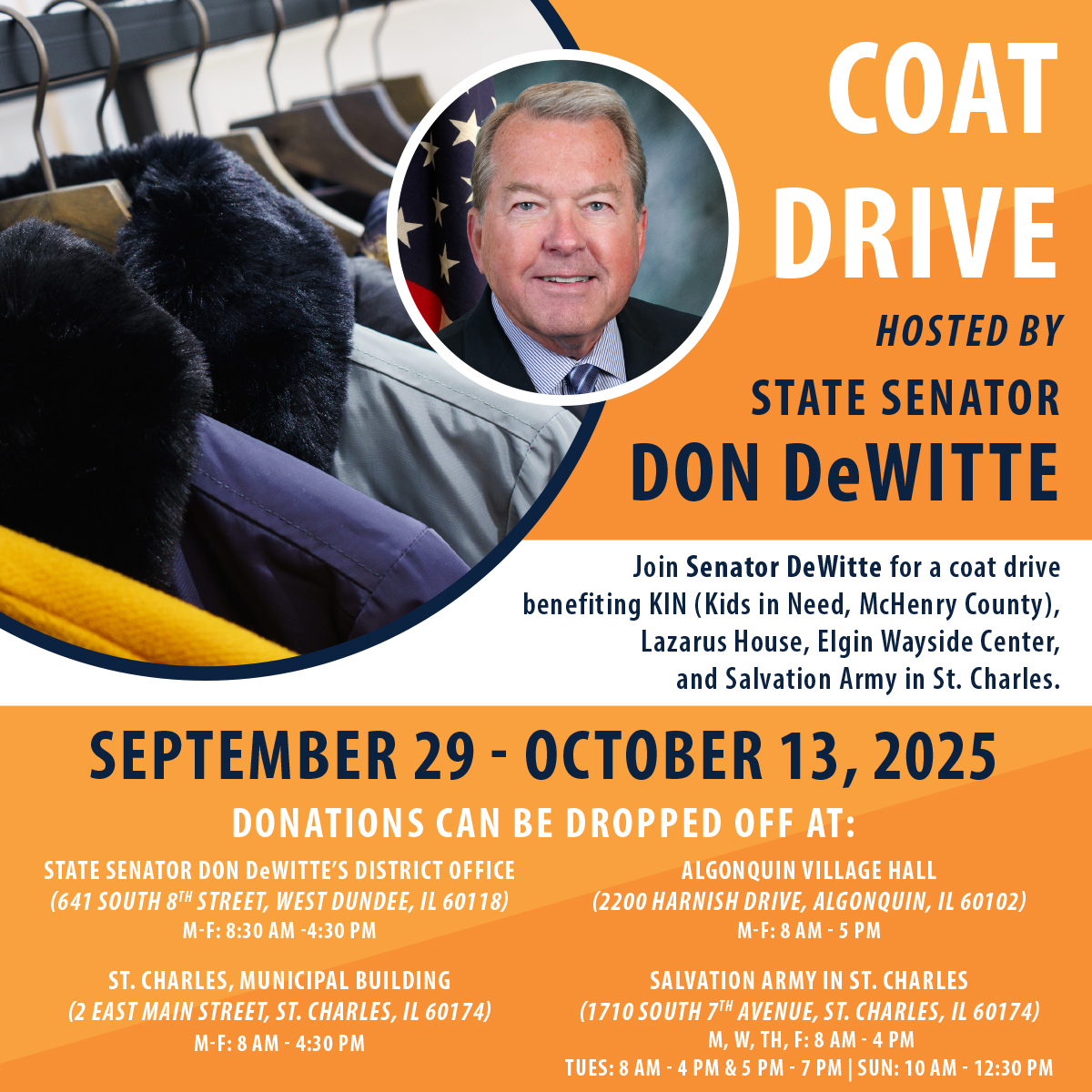 Senator DeWitte’s New and Gently-Used Coat Drive